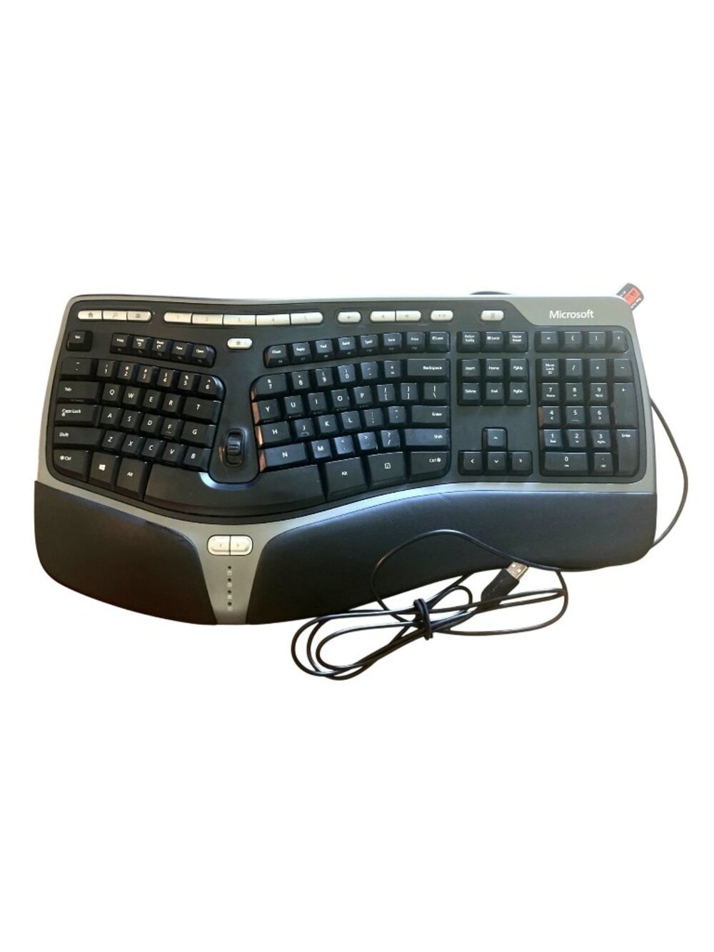 Microsoft Natural Ergonomic USB Wired Keyboard 4000 V1.0 Black KU-0462 Tested